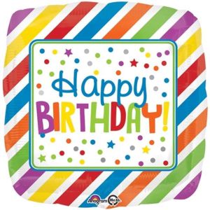 Loftus International  18 in. Birthday Square Stripes & Dots Balloon