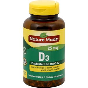 NATURE MADE Vitamin D3, 25 mcg, Softgels, Mega Size, 300.0 CT"