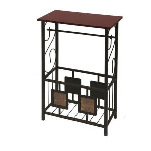 Lexi Home Squared Tiled Side Table - Black and Brown