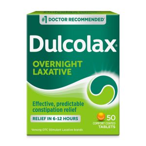 Dulcolax Bisacodyl Stimulant Laxative Pills for Overnight Constipation Relief, 5 mg, 50 Tablets"