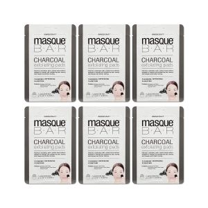 masque BAR Charcoal Exfoliating Facial Pads 6 Pack  Korean Face Skin Treatment  Absorbs Impurities & Excess Oil  Detoxifies, Exfoliates to Refine Pores Appearance, Enhances Skin Elasticity"