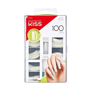 KISS 100 Full-Cover Press-On Nail Kit, Long Length, Curve Overlap, Nail Glue (3g /.11 oz.)"