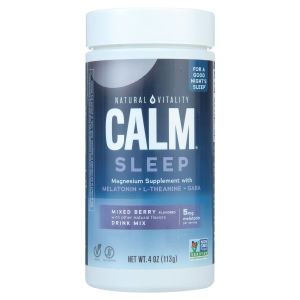 Natural Vitality CALM Sleep Aid Drink Mix with Magnesium and Melatonin, Mixed Berry, 4 oz"