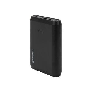 Griffin Reserve - Power bank - 10000 mAh - 17 Watt - 2.4 A - 2 output connectors (2 x USB) - on cable: Micro-USB - black