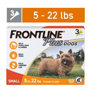 FRONTLINE® Plus for Dogs Flea and Tick Treatment, Small Dog, 5-22 lbs, Orange Box, 3 CT"