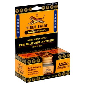 Tiger Balm Ultra Strength Pain Relief Ointment, 0.63 oz Jar, Relieves Backaches, Sore Muscles, Strains"