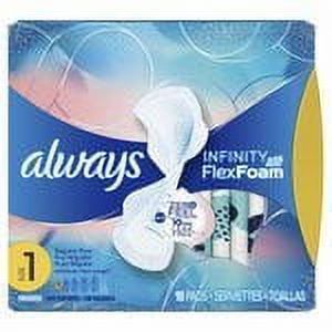 Always Infinity Feminine Pads, Size 1 Regular, with Wings, Unscented, 18 ct"