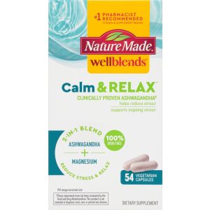 Nature Made Wellblends Calm & Relax, Ashwagandha 125mg, Magnesium 300mg, 54 Caps"