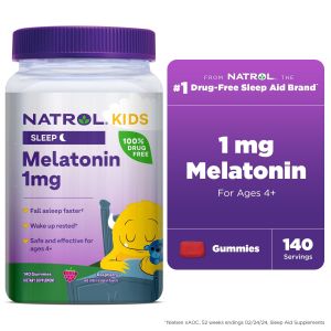 Natrol® Kids Melatonin, Sleep Gummies for Children, Raspberry Flavor, 1mg, 140 Count"