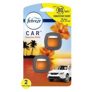 Febreze Car Air Freshener Vent Clip Hawaiian Aloha Scent, .06 oz. Car Vent Clip, 2 Count"