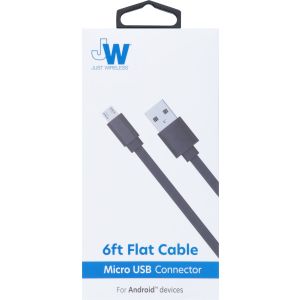 Just Wireless 6' Flat TPU Micro USB to USB-A Cable - Black