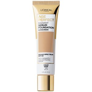 L'Oreal Paris Age Perfect Radiant Serum Foundation Makeup, 25 Cream Beige, 1 fl oz"