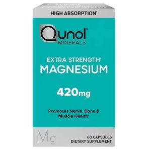 Qunol Magnesium Capsules, 60 Count - 420mg Extra Strength for Bone, Nerve, & Muscle Health"