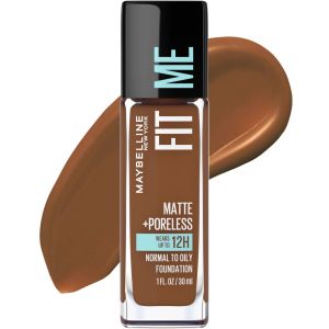 Maybelline Fit Me Matte + Poreless Liquid Foundation Makeup, 370 Deep Bronze, 1 fl oz"