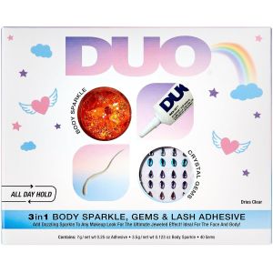 DUO 3 in 1 Believe & Dream Holiday 3-pair Gift Set, Includes DUO Clear Quick-Set Adhesive, Crystal Gems and Body Sparkle, 1-pack"