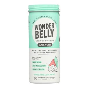 Wonderbelly Antacid 1000mg Chewable Heartburn Relief Tablets - Watermelon Mint - 60ct