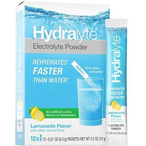 Hydralyte Electrolyte Powder, All Natural Hydration, Instant Dissolve Sticks, Lemonade, 12 Count"