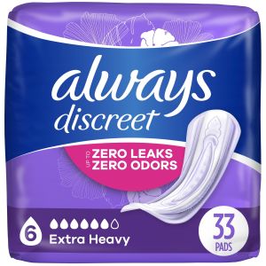 Always Discreet Incontinence Pads, Extra Heavy Absorbency, Regular, 33 Ct"