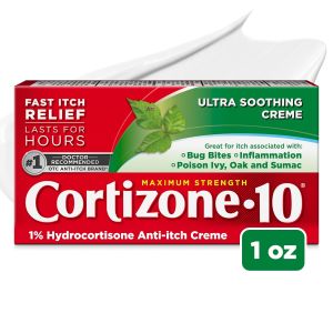 Cortizone-10 Ultra Moisturizing 1% Hydrocortisone Anti Itch Cream and Bug Bite Relief, Maximum Strength, 1 oz"