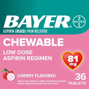 Bayer Chewable Aspirin Regimen Low Dose Pain Reliever Tablets, 81mg, Cherry, 36 Count"