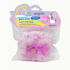 T.TAiO Esponjabon Bath Time Baby Protection Bath Pouf w/Soap Beads (Bubble Gum Scent)