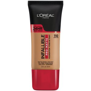 L'Oreal Paris Infallible Pro-Matte Liquid Foundation Makeup, 110 Creme Cafe, 1 fl oz"