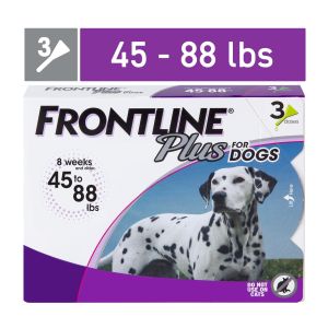 FRONTLINE® Plus for Dogs Flea and Tick Treatment, Large Dog, 45-88 lb, Purple Box, 3 CT"