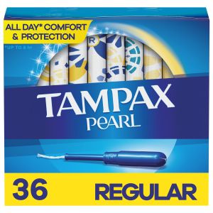 Tampax Pearl Tampons with LeakGuard Braid, Regular Absorbency, 36 Ct"