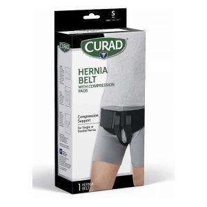 Curad Hernia Belt with Removable Compression Pads, Hook-and-Loop Closure, Elastic, Black, Size Small, 1 Each"