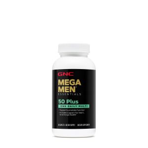 GNC Mega Men 50 Plus One Daily Multivitamin for Men, 60 Count, Take One A Day, Supports Prostate, Heart, Brain, and Eye Health"