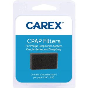 Carex  Reusable CPAP Filters for Philips Respironics System One, m-Series, 1 3/4"" x 7/8"", 6 Count"