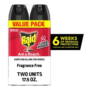 Raid Ant & Roach Killer Aerosol Insecticide, Fragrance Free, 17.5oz, 2 Count"