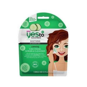 Yes To Cucumbers 3-in-1 Face Mask, Scrub & Cleanser, Single Use"