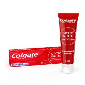 Colgate Optic White Stain Fighter Teeth Whitening Toothpaste, Clean Mint Paste, 6.0 oz"