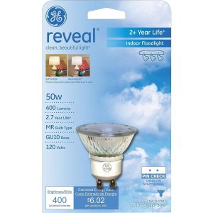 GE Lighting 82143 50-Watt Reveal with Halogen Floodlight GU10 1CD Light Bulb