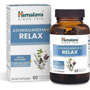 Himalaya Ashwagandha+ Relax, with GABA and Chamomile for Relaxation & Stress Relief, 60 Capsules"