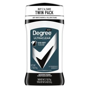 Degree Men UltraClear Black+White Antiperspirant Deodorant, 2.7 oz, Twin Pack"