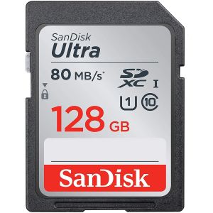 SanDisk Ultra Plus 128GB Durable 130MB/s SDXC UHS-I Shockproof and Waterproof Memory Card