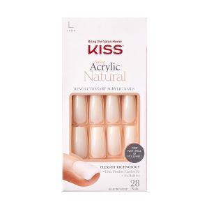 KISS Salon Acrylic Natural Fake Nails, ‘Bareskinned’, 28 Count"