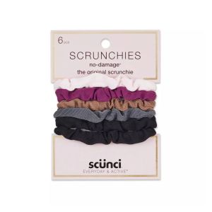 Scunci Everyday & Active Super Soft Elastics Scrunchies, Assorted Colors - 6 Pack"