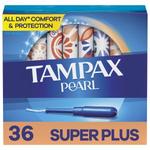 Tampax Pearl Tampons with LeakGuard Braid, Super Plus Absorbency, 36 Count"