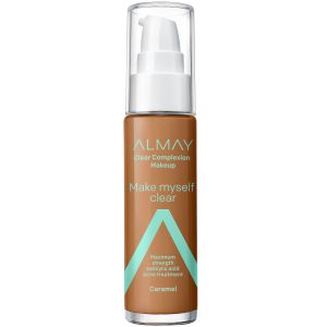 Almay Clear Complexion Makeup, Hypoallergenic, Cruelty Free, Fragrance Free, Dermatologist Tested Foundation, 1.0 oz - 800 Caramel"