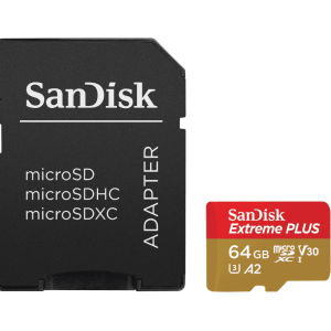 SanDisk Extreme PLUS 64GB microSDXC UHS-I Memory Card SDSQXBZ-064G-ANCMA