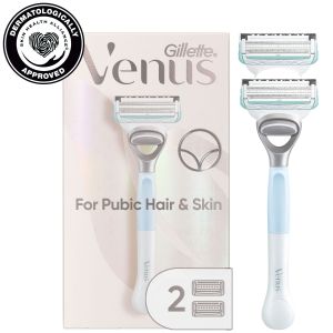 Gillette Venus for Pubic Hair and Skin, Women's Razor Handle and 2 Blade Refills"