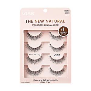 KISS The New Natural False Eyelashes Full Strip Lash Multipack, 'Pearl Earring', 4 Pairs"