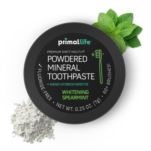 Dirty Mouth Tooth Powder Activated Charcoal Teeth Whitening, Teeth Whitener with Essential Oils and Bentonite Clay, 1 Month Supply, 60 uses, Black Spearmint Flavor (.25 oz) - Primal Life Organics"