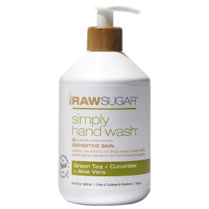 Raw Sugar Simply Hand Wash for Sensitive Skin, Green Tea + Cucumber + Aloe Vera Hand Soap, 16.9 fl oz"