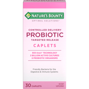 Nature's Bounty Optimal Solutions Controlled Delivery Probiotic, Dietary Supplement, Supports Digestive and Immune Health, Caplets, 30 ct"