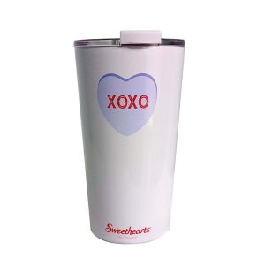 Valentine's Day Tumbler with Lid 16 oz - Stainless Steel  Insulated XOXO Conversation Heart