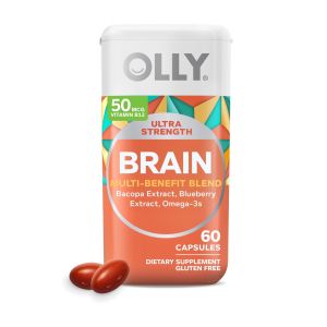 OLLY Ultra Strength Brain Softgels, Nootropic Supplement, Bacosides, Omega-3s, 60 Ct"